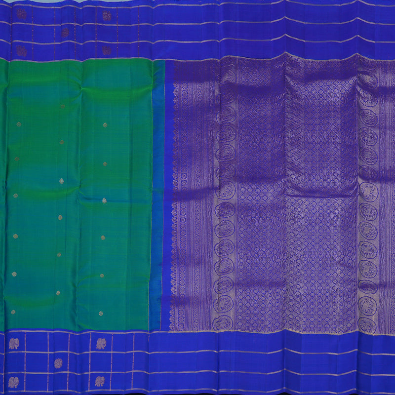 Hayagrivas Handloom Mayilkazhuthu Kanjivaram Silk Saree with MS Blue Border KBF43D15-3