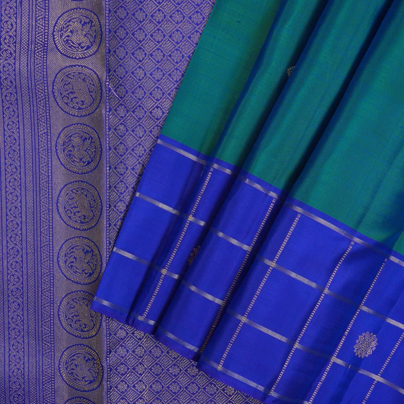 Hayagrivas Handloom Mayilkazhuthu Kanjivaram Silk Saree with MS Blue Border KBF43D15-3