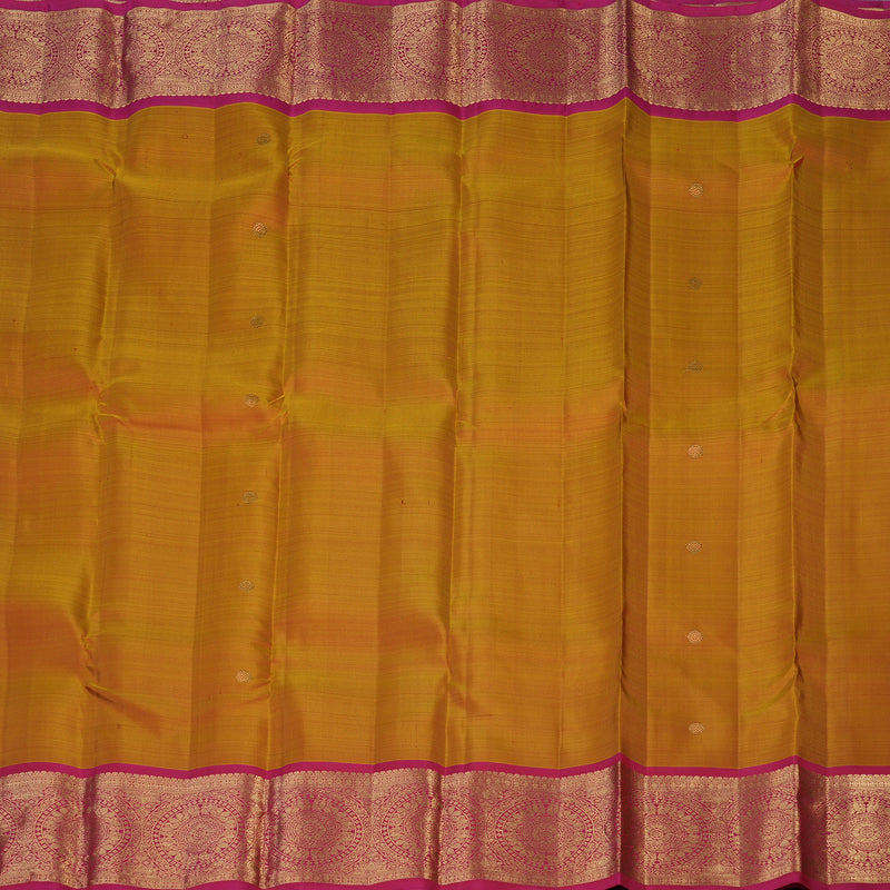 Hayagrivas Handloom Golden Orange Kanjivaram Silk Saree with Pink Border KBF43D17-1