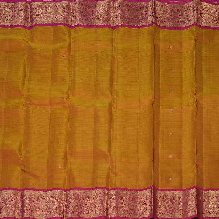 Hayagrivas Handloom Golden Orange Kanjivaram Silk Saree with Pink Border KBF43D17-1