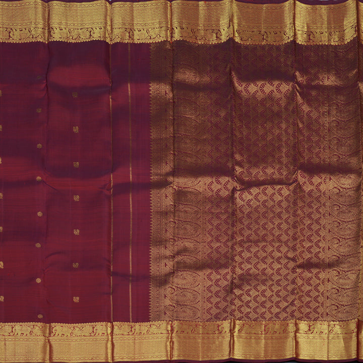 Hayagrivas Handloom Wine Maroon Kanjivaram Silk Saree KBF43D18-5