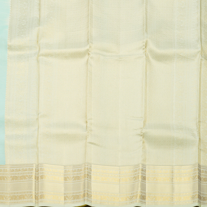 Hayagrivas Handloom Sea Blue Kanjivaram Silk Saree with Pale Yellow Border KBF43D20-1