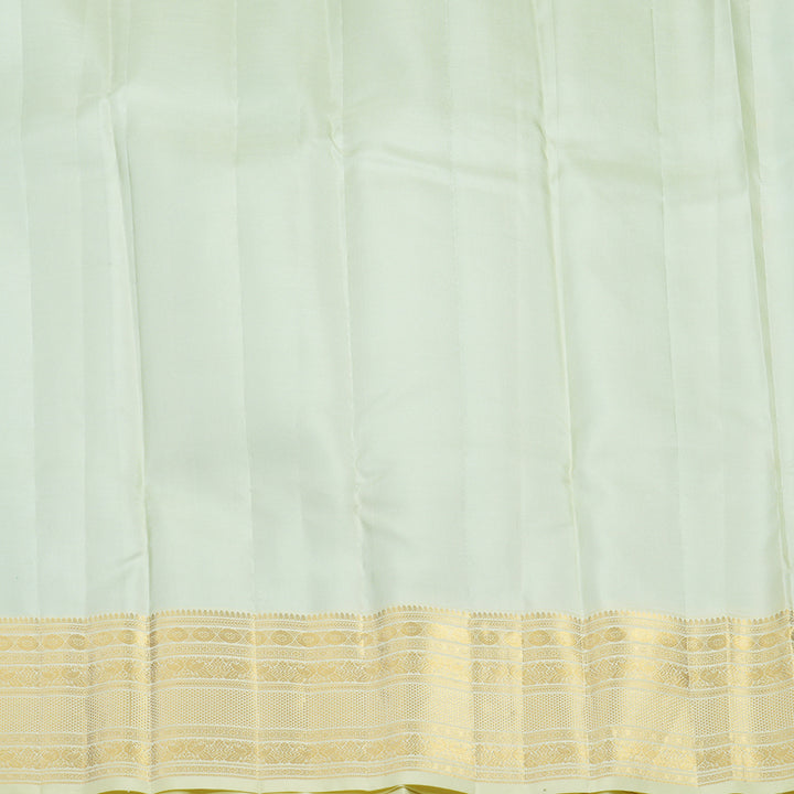 Hayagrivas Handloom Sea Blue Kanjivaram Silk Saree with Pale Yellow Border KBF43D20-2