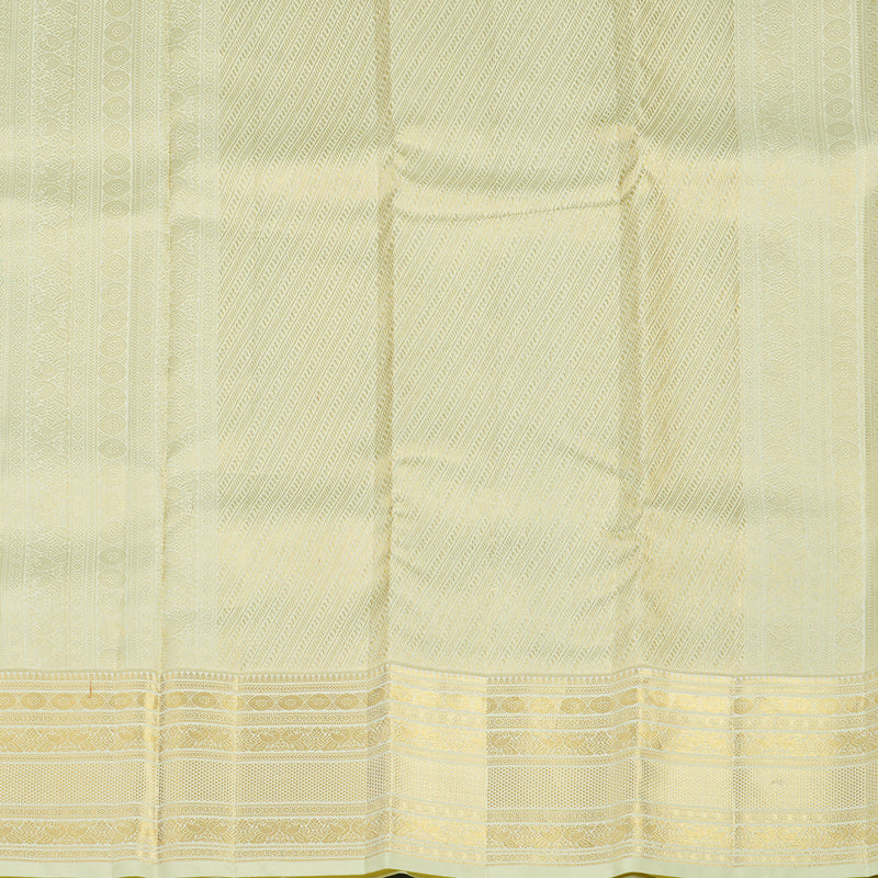Hayagrivas Handloom Sea Blue Kanjivaram Silk Saree with Pale Yellow Border KBF43D20-2