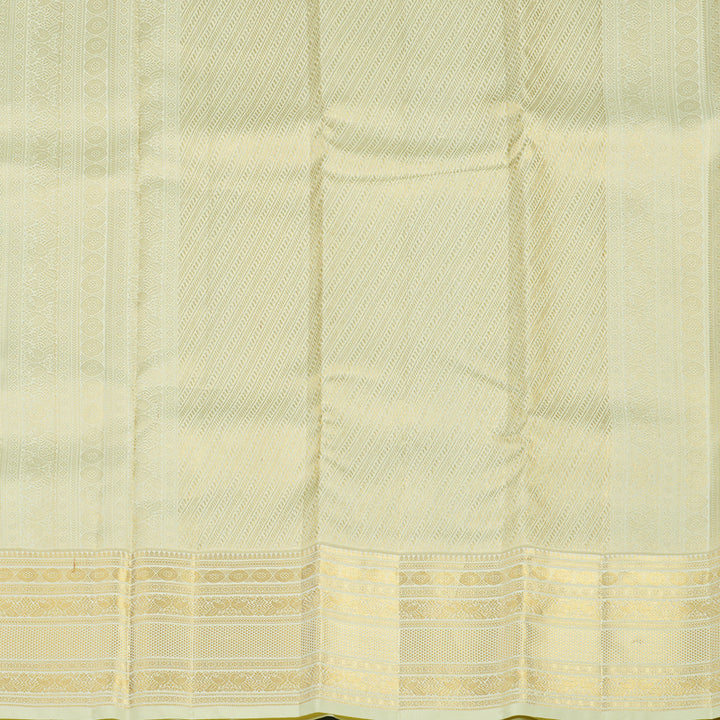 Hayagrivas Handloom Sea Blue Kanjivaram Silk Saree with Pale Yellow Border KBF43D20-2