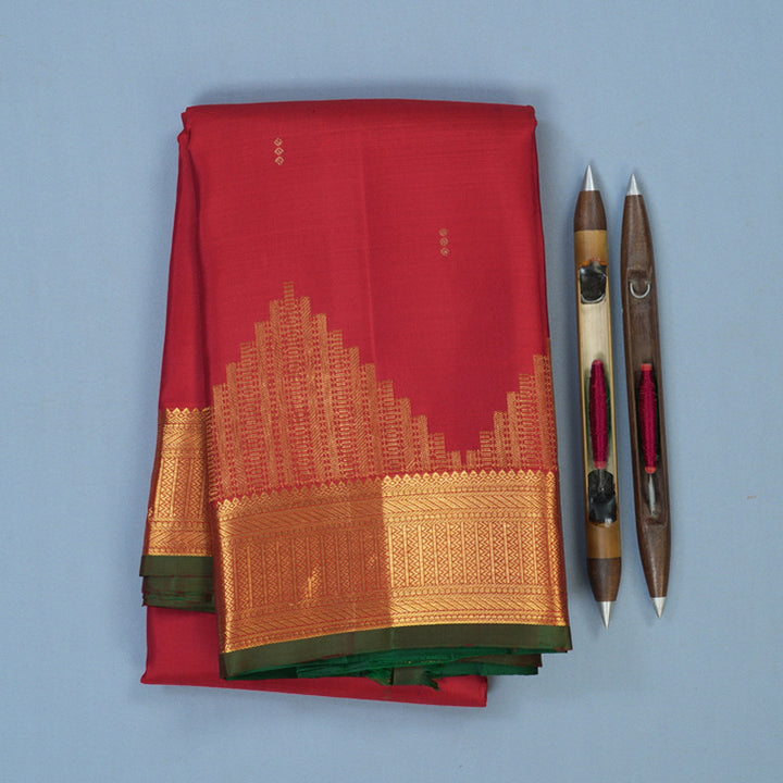 Hayagrivas Handloom Red Kanjivaram Silk Saree KBF43D25-1