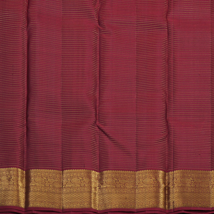 Hayagrivas Handloom Honey Mustard Kanjivaram Silk Saree with Wine Maroon Border KBF43D3-5