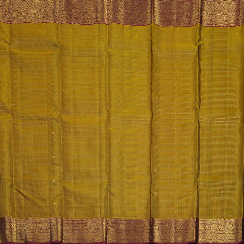 Hayagrivas Handloom Honey Mustard Kanjivaram Silk Saree with Wine Maroon Border KBF43D3-5