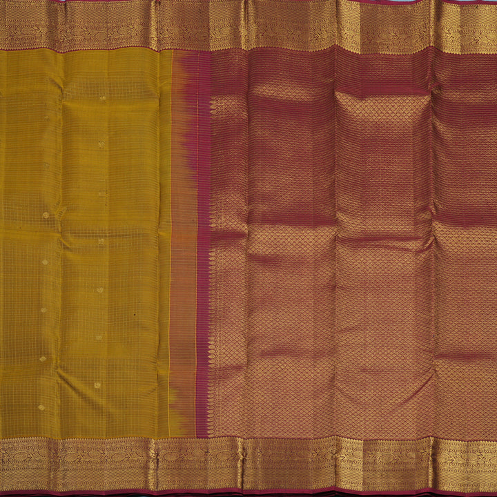 Hayagrivas Handloom Honey Mustard Kanjivaram Silk Saree with Wine Maroon Border KBF43D3-5