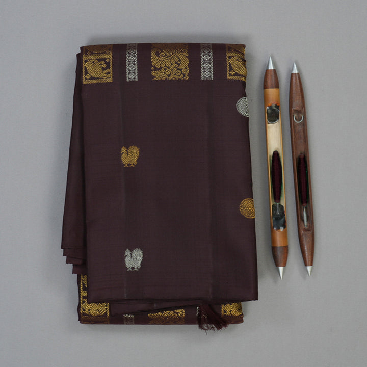 Hayagrivas Handloom Coffee Brown Kanjivaram Silk Saree KBF43D9-2