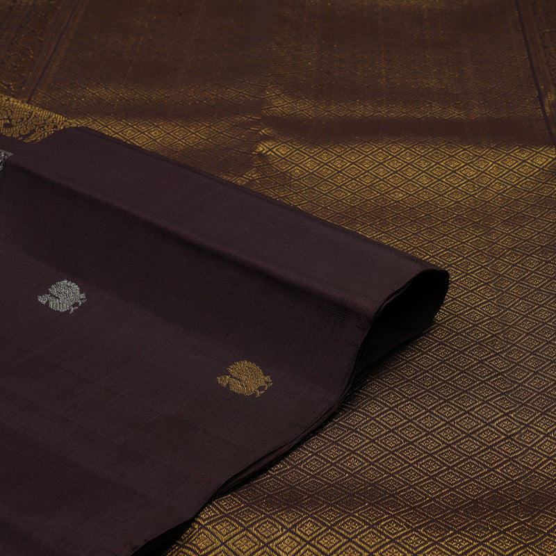 Hayagrivas Handloom Coffee Brown Kanjivaram Silk Saree KBF43D9-2