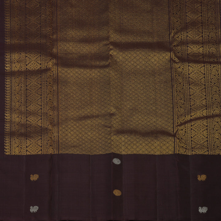 Hayagrivas Handloom Coffee Brown Kanjivaram Silk Saree KBF43D9-2