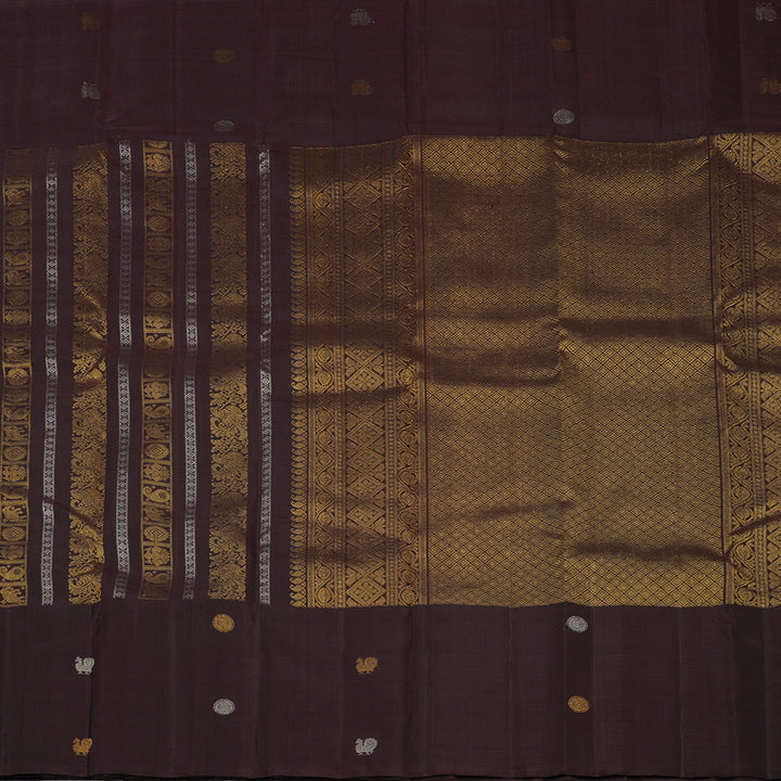 Hayagrivas Handloom Coffee Brown Kanjivaram Silk Saree KBF43D9-2