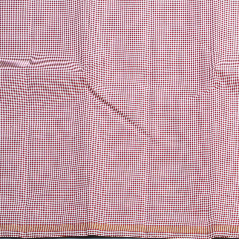 Hayagrivas Handloom White &amp; Maroon Checks Kanjivaram Silk Saree KBF441F2-1