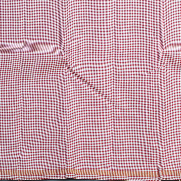 Hayagrivas Handloom White &amp; Maroon Checks Kanjivaram Silk Saree KBF441F2-1