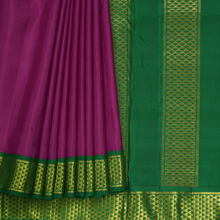 Hayagrivas Handloom Vadamalli Purple Ten Yards Silk Saree KBF442F3-1
