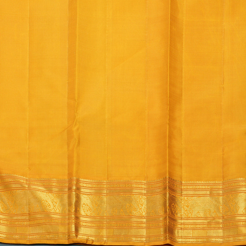 Hayagrivas Handloom Dark Blue Kanjivaram Silk Saree with Mustard Yellow Border KBF446F4-1