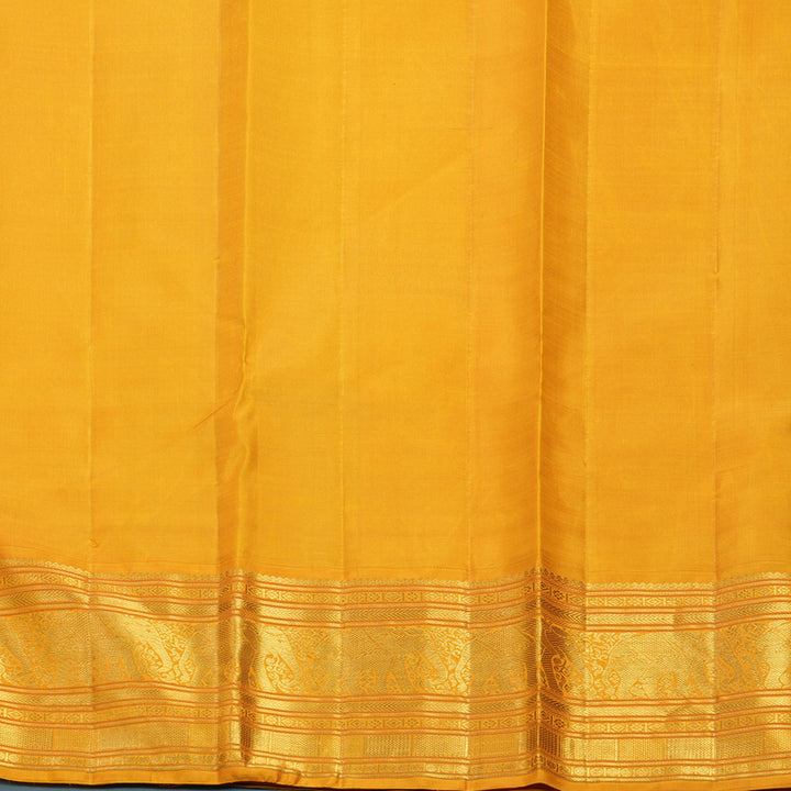Hayagrivas Handloom Dark Blue Kanjivaram Silk Saree with Mustard Yellow Border KBF446F4-1