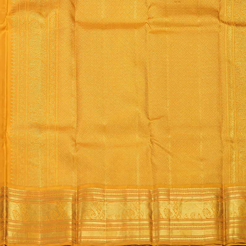 Hayagrivas Handloom Dark Blue Kanjivaram Silk Saree with Mustard Yellow Border KBF446F4-1