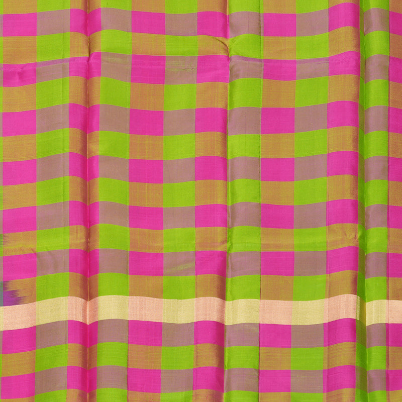 Hayagrivas Handloom Purple Kanjivaram Silk Saree with Multicolour Checks Border KBF447F7-4