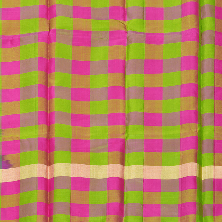 Hayagrivas Handloom Purple Kanjivaram Silk Saree with Multicolour Checks Border KBF447F7-4