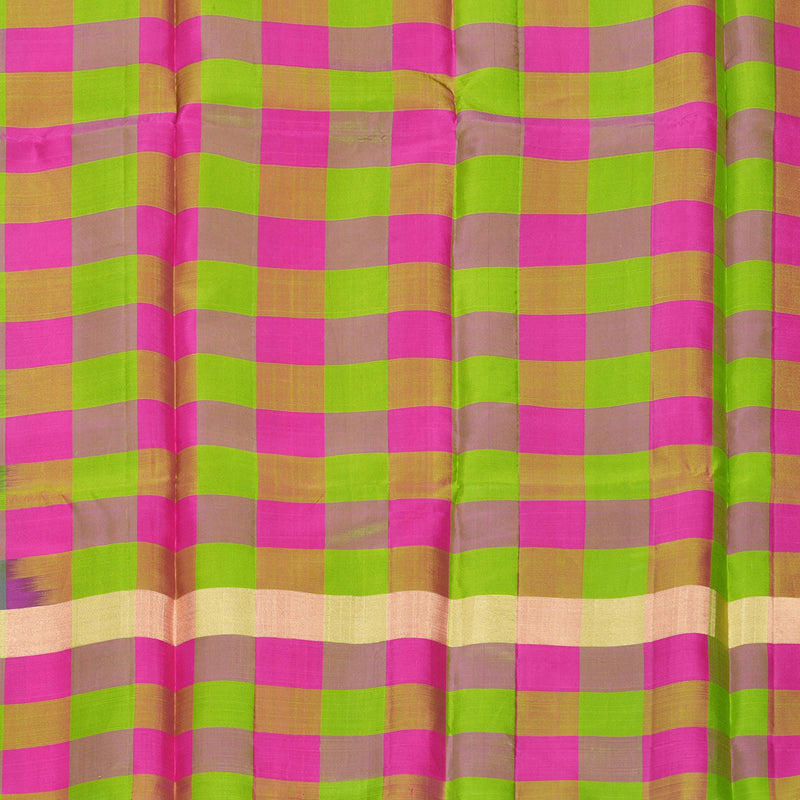Hayagrivas Handloom Purple Kanjivaram Silk Saree with Multicolour Checks Border KBF447F7-4