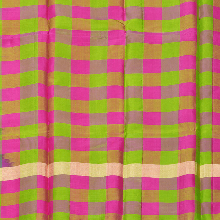 Hayagrivas Handloom Purple Kanjivaram Silk Saree with Multicolour Checks Border KBF447F7-4