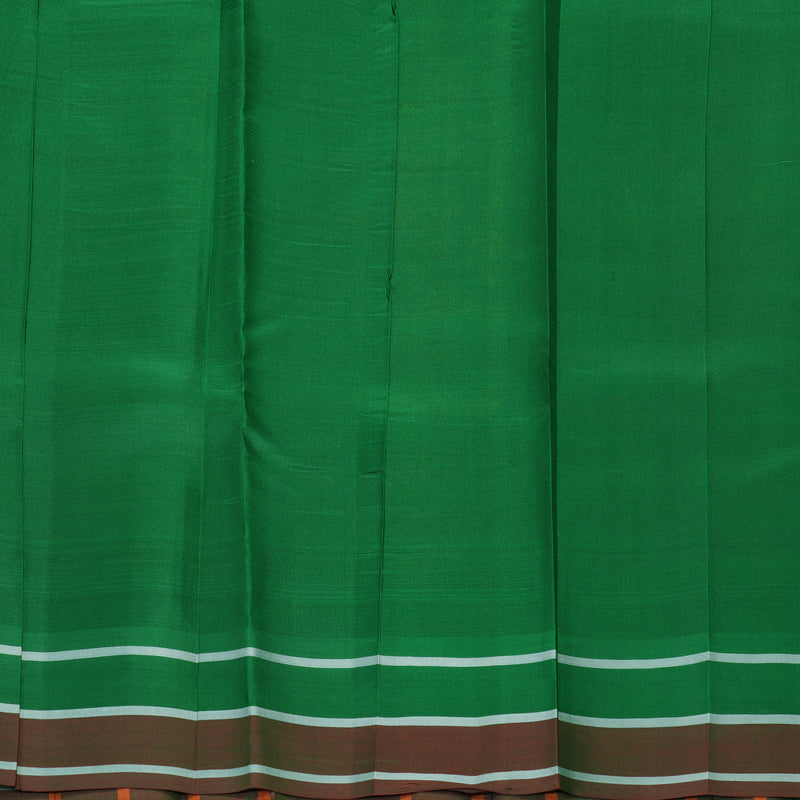Hayagrivas Handloom Mustard Yellow Kanjivaram Silk Saree with Green Checks Border KBF448F4-6