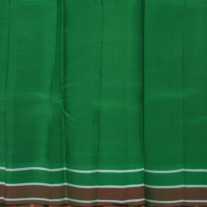 Hayagrivas Handloom Mustard Yellow Kanjivaram Silk Saree with Green Checks Border KBF448F4-6