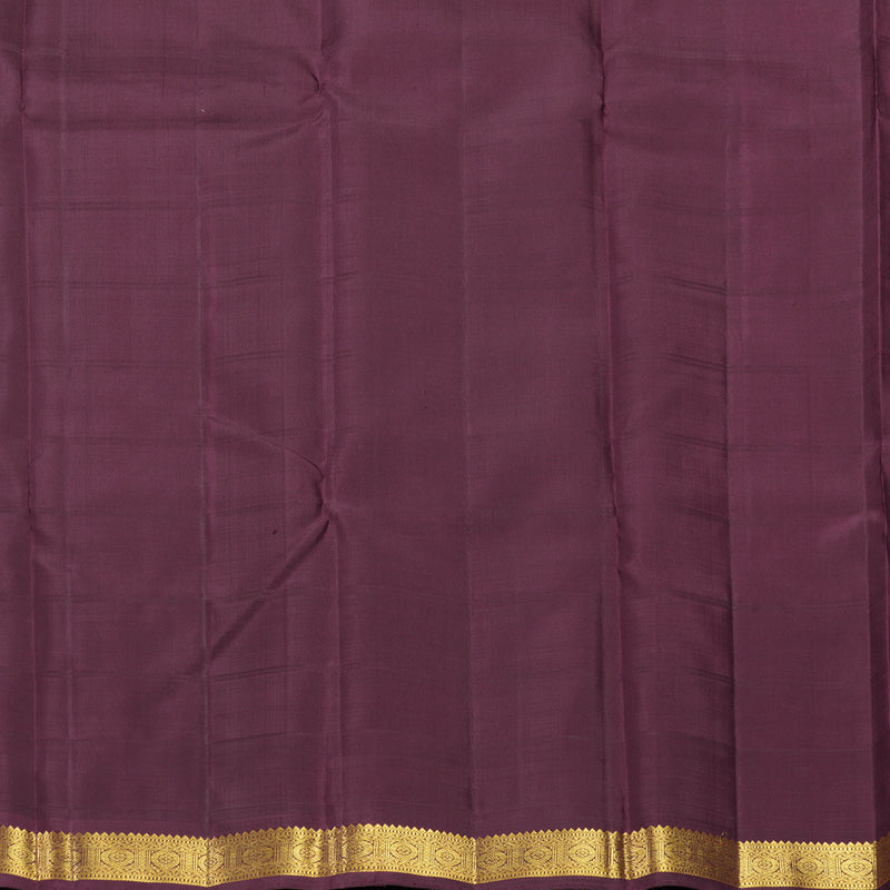 Hayagrivas Handloom Peach Pink Kanjivaram Silk Saree with Dark Plum Border KBF449F1-1