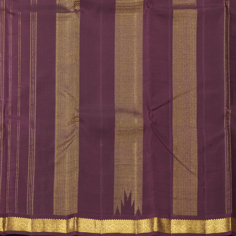 Hayagrivas Handloom Peach Pink Kanjivaram Silk Saree with Dark Plum Border KBF449F1-1