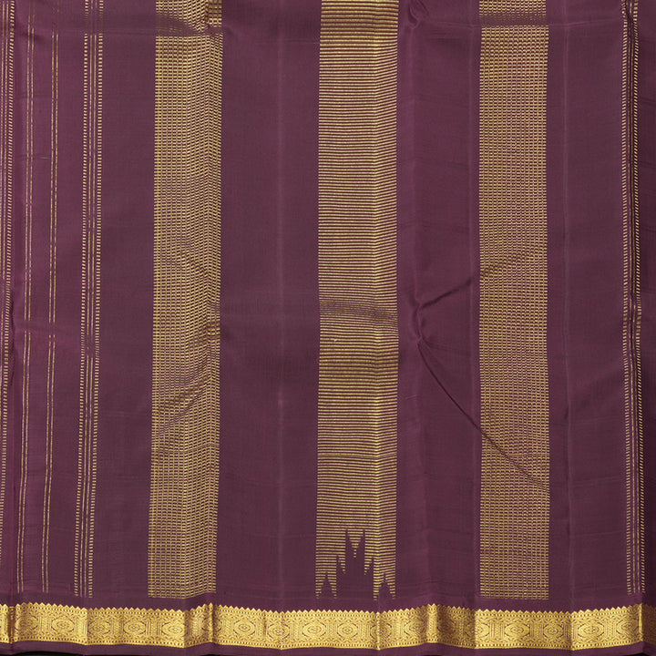 Hayagrivas Handloom Peach Pink Kanjivaram Silk Saree with Dark Plum Border KBF449F1-1
