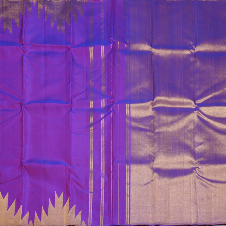 Hayagrivas Handloom Purple Kanjivaram Silk Saree with Temple Border KBF449F3-1