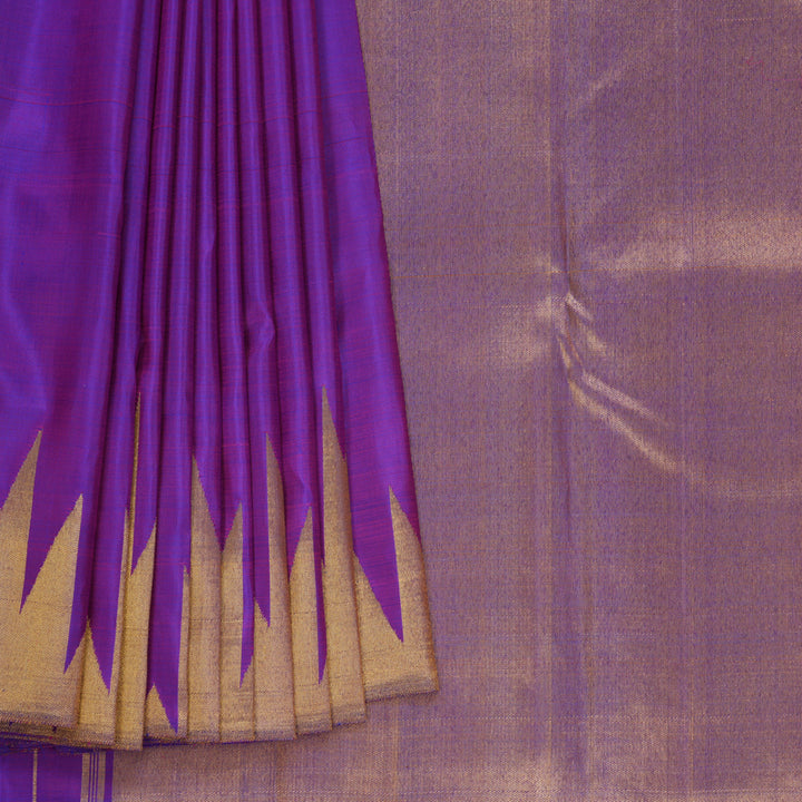 Hayagrivas Handloom Purple Kanjivaram Silk Saree with Temple Border KBF449F3-1