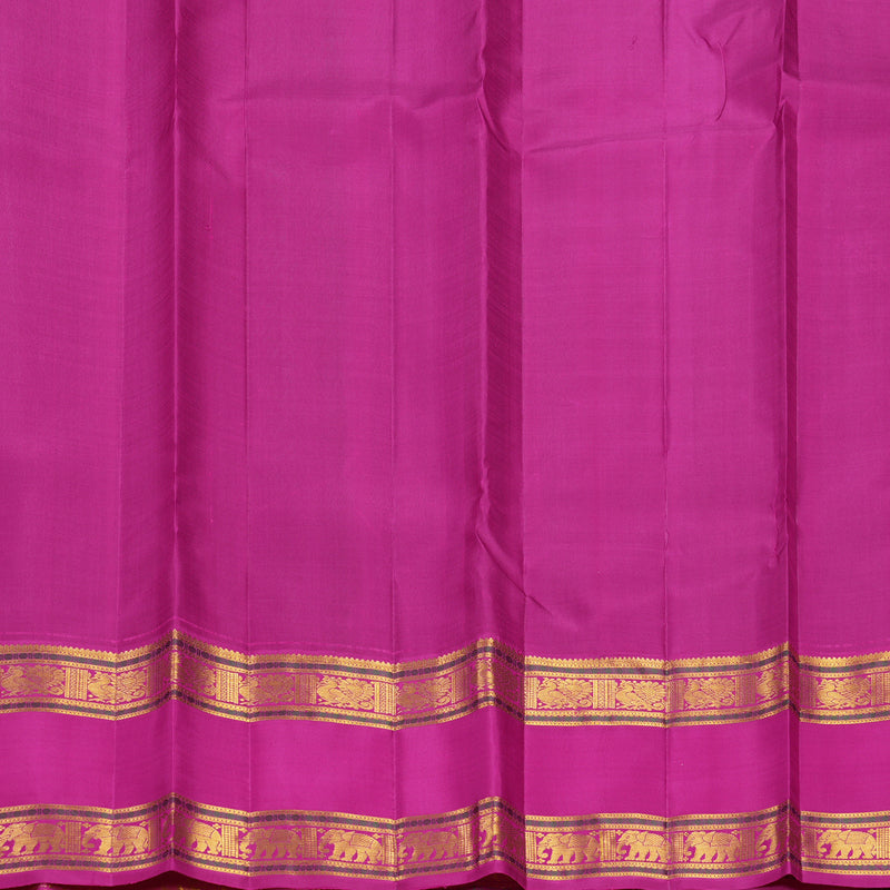 Hayagrivas Handloom Bright Teal Kanjivaram Silk Saree with Rani Pink Border KBF449F7-1