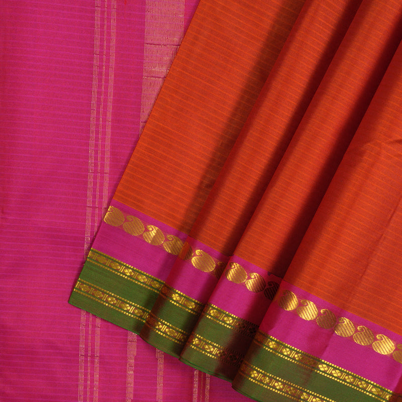 Hayagrivas Handloom Orange Kanjivaram Silk Saree KBF44D1-25 ...