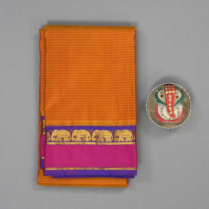 Hayagrivas Handloom Golden Orange Kanjivaram Silk Saree KBF44D1-4