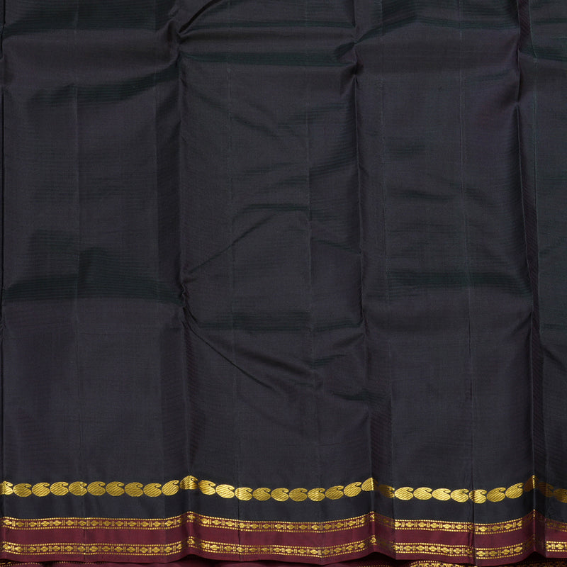 Hayagrivas Handloom Olive Green Kanjivaram Silk Saree with Black & Nagapazham Border KBF44D1-7