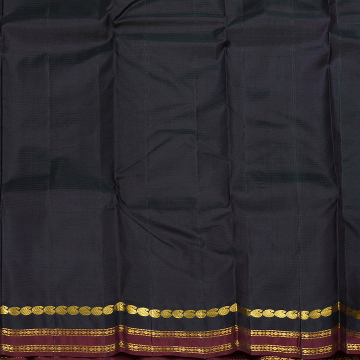 Hayagrivas Handloom Olive Green Kanjivaram Silk Saree with Black & Nagapazham Border KBF44D1-7