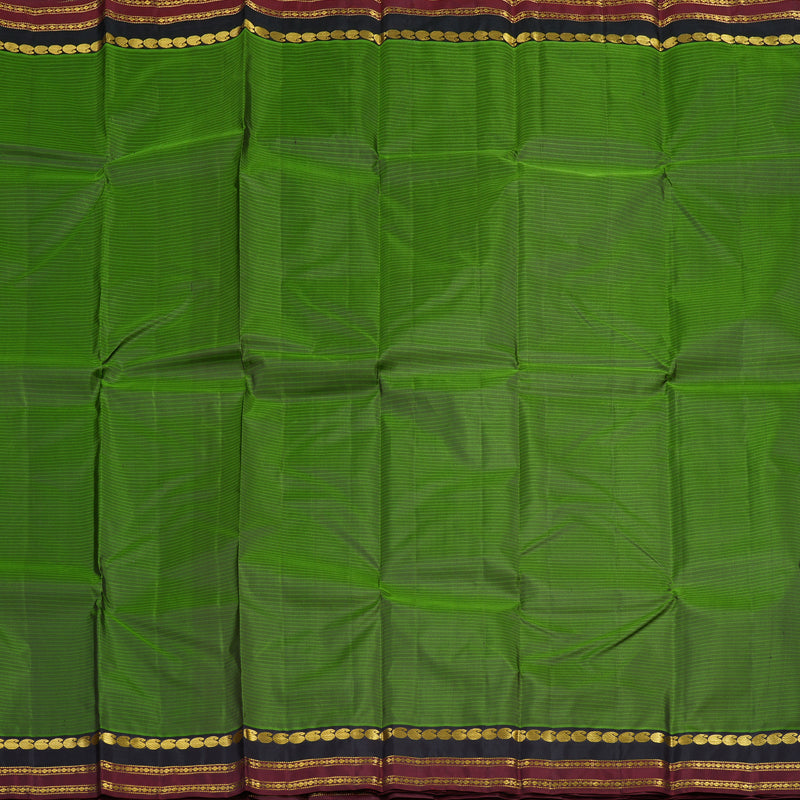 Hayagrivas Handloom Olive Green Kanjivaram Silk Saree with Black & Nagapazham Border KBF44D1-7
