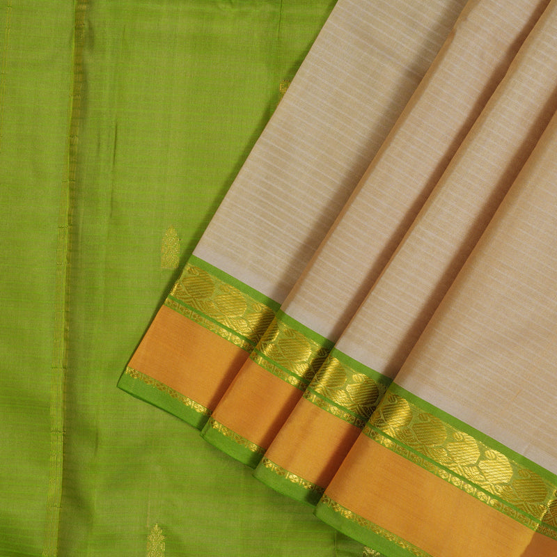 Hayagrivas Handloom Beige Kanjivaram Silk Saree KBF44D3-15
