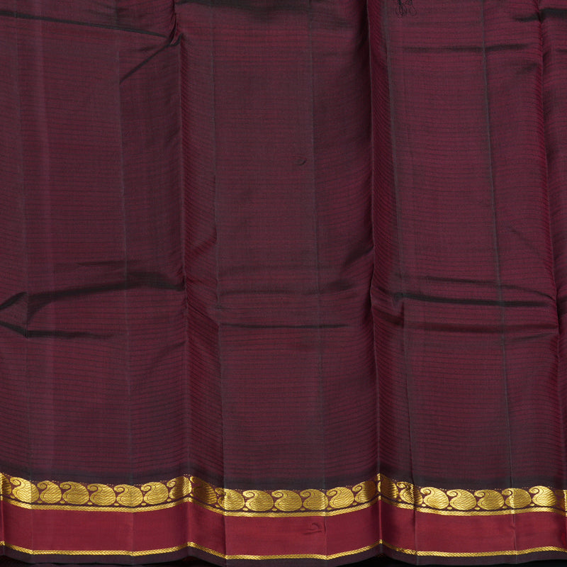 Hayagrivas Handloom Rust Orange Kanjivaram Silk Saree with Wine Border KBF44D3-23