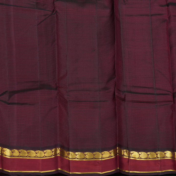 Hayagrivas Handloom Rust Orange Kanjivaram Silk Saree with Wine Border KBF44D3-23