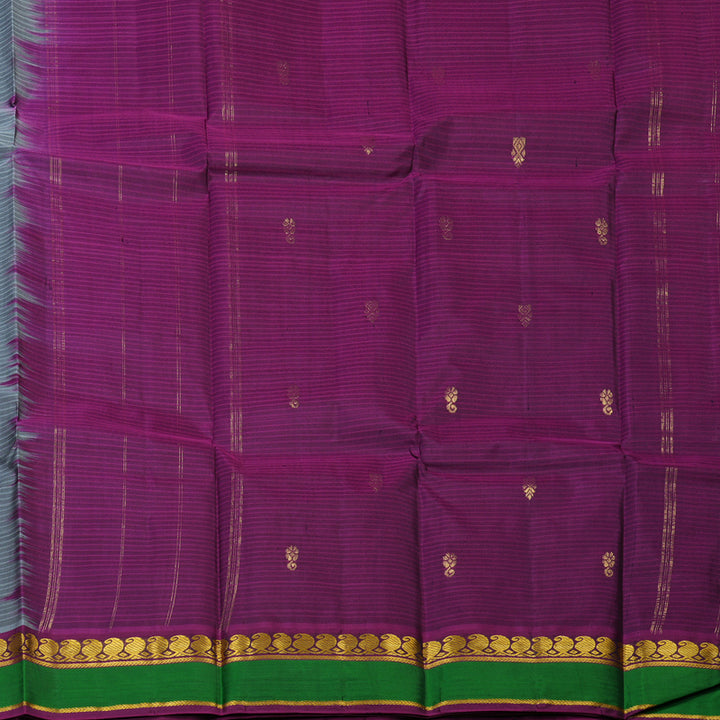 Hayagrivas Handloom Grey Kanjivaram Silk Saree KBF44D3-5