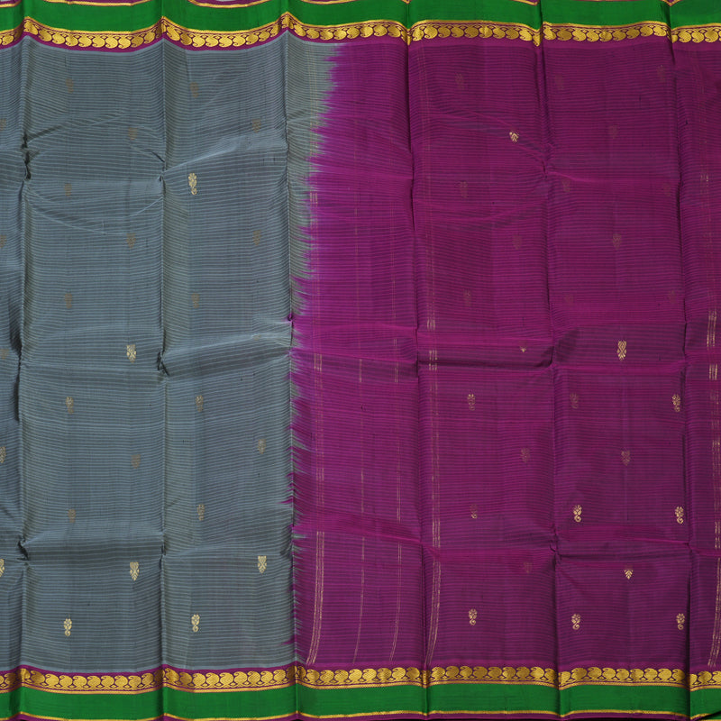 Hayagrivas Handloom Grey Kanjivaram Silk Saree KBF44D3-5