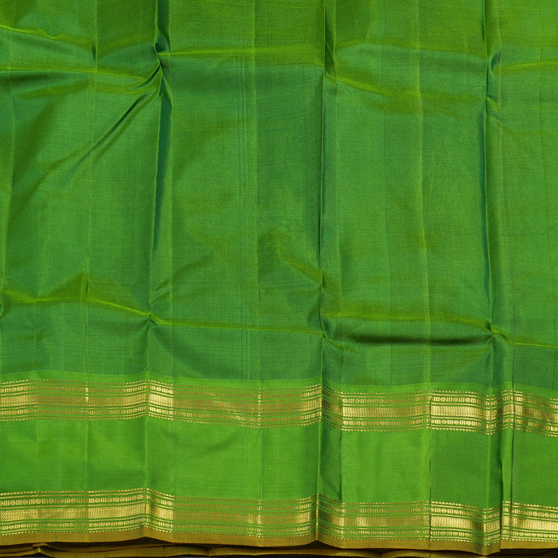 Hayagrivas Handloom Dark Green Kanjivaram Silk Saree with Parrot Green Border KBF44D5-1