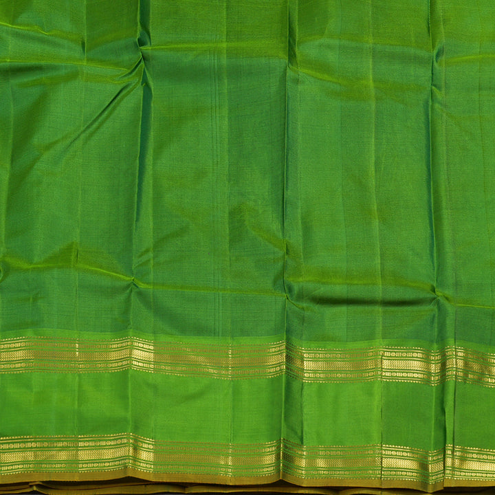 Hayagrivas Handloom Dark Green Kanjivaram Silk Saree with Parrot Green Border KBF44D5-1