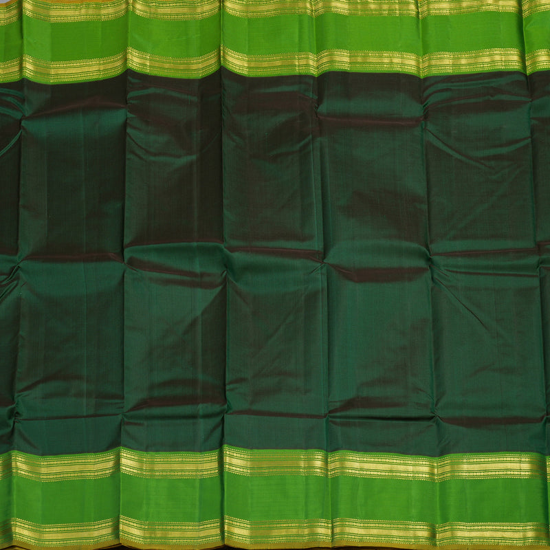 Hayagrivas Handloom Dark Green Kanjivaram Silk Saree with Parrot Green Border KBF44D5-1