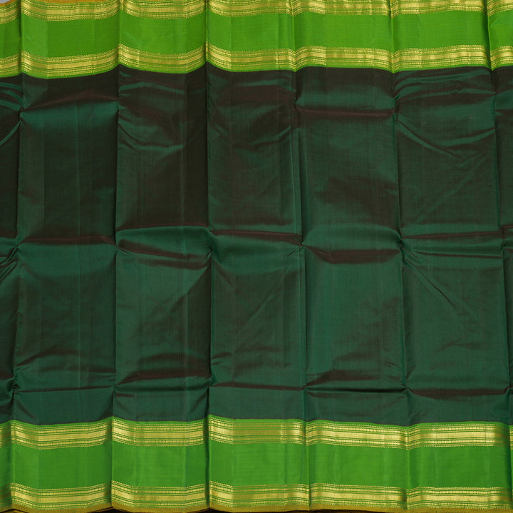 Hayagrivas Handloom Dark Green Kanjivaram Silk Saree with Parrot Green Border KBF44D5-1