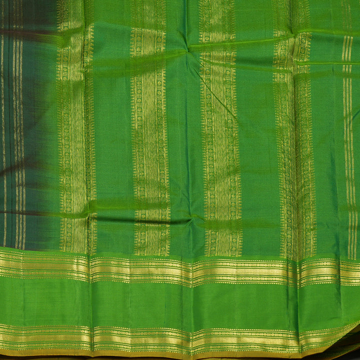 Hayagrivas Handloom Dark Green Kanjivaram Silk Saree with Parrot Green Border KBF44D5-1